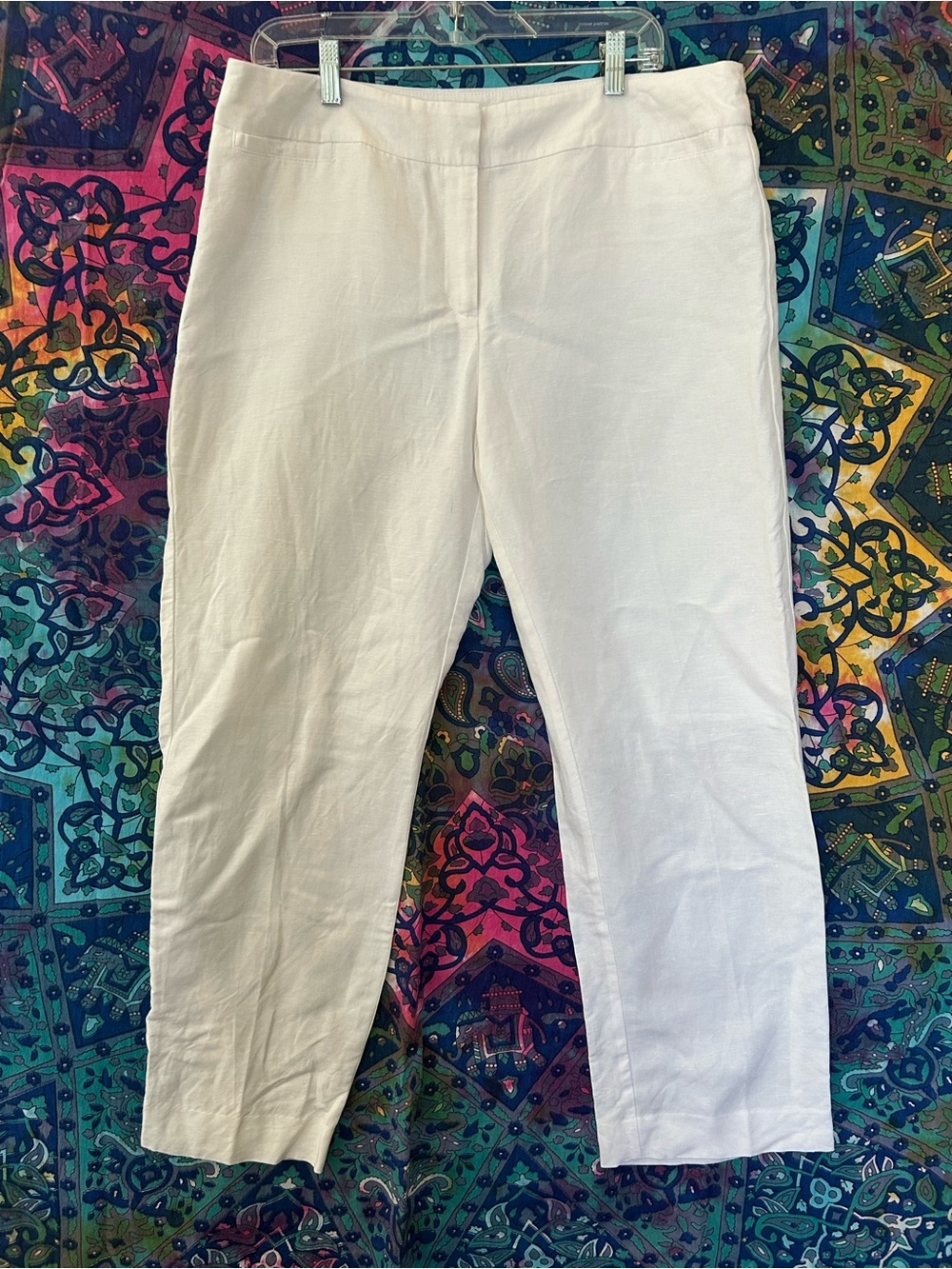 White Straight-Leg pants/slacks with lining